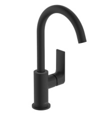 Смеситель для раковины Hansgrohe Rebris E с поворотным изливом и донным клапаном черный матовый 72576670