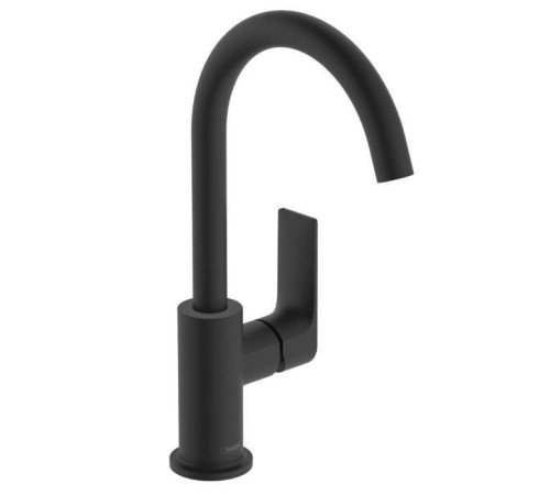 Смеситель для раковины Hansgrohe Rebris E с поворотным изливом и донным клапаном черный матовый 72576670