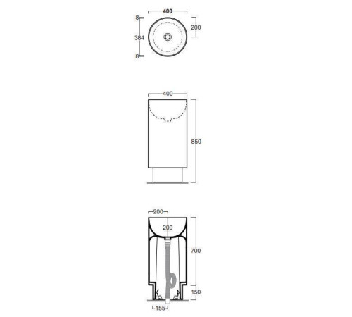 Раковина напольная Simas PO-MO 40x85 см слив в пол без отверстия белый F91 / PO08bi / SIFPO