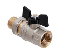 Кран шаровой Hoobs ORION с американкой 1 НР/ВР ручка-бабочка черный 15154H