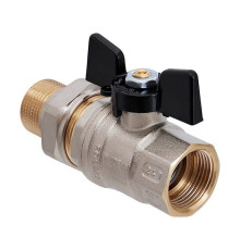 Кран шаровой Hoobs ORION с американкой 1 НР/ВР ручка-бабочка черный 15154H