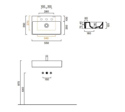 Раковина подвесная Catalano Premium 55 х 35 см без отверстия белый глянцевый 0220550001