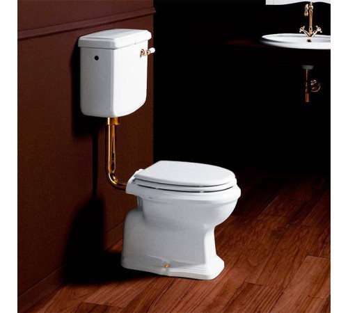 Унитаз SIMAS Arcade 36.5х55 см со средним бачком выпуск в пол белый/золото AR801bi / AR812Bbi / D23oro