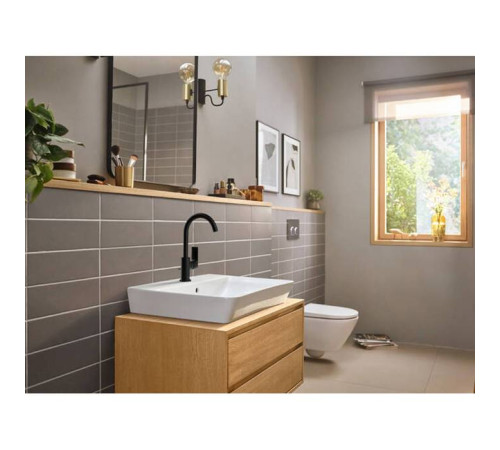 Смеситель для раковины Hansgrohe Rebris E с поворотным изливом и донным клапаном черный матовый 72576670