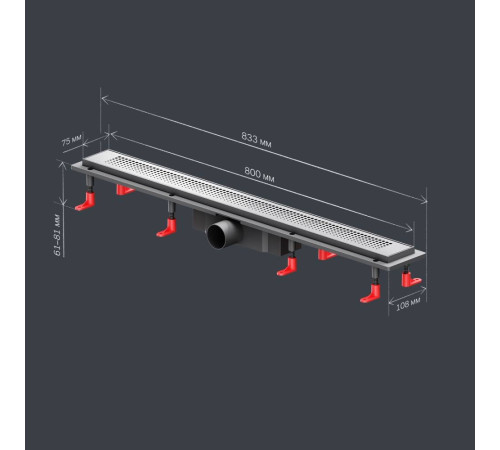 Трап для душа линейный AM.PM PrimeFlow универсальный затвор Cut Gradient 80 см W02SC-P11-080-01SB