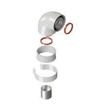 Колено подключения Krats 90° 60/100 мм с хомутом K-01B