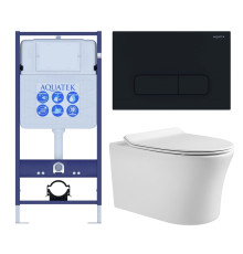 Комплект инсталляции 4 в 1 AQUATEK НИКА-017 (рама INS-0000012, крепеж KKI-0000002, клавиша KDI-0000017, унитаз AQ2009-00 soft-close) INS-0000012/KKI-0000002/KDI-0000017/AQ2009-00