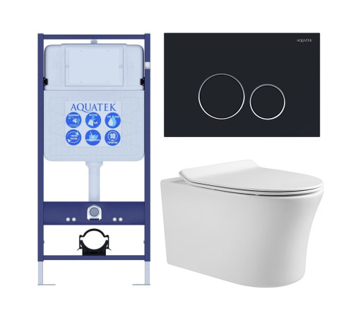 Комплект инсталляции 4 в 1 AQUATEK НИКА-020 (рама INS-0000012, крепеж KKI-0000002, клавиша KDI-0000020, унитаз AQ2009-00 soft-close) INS-0000012/KKI-0000002/KDI-0000020/AQ2009-00