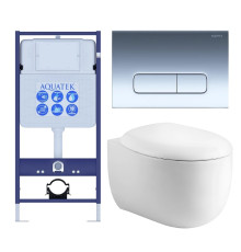 Комплект инсталляции 4 в 1 AQUATEK АЛЬТАИР (рама INS-0000012, кнопка KDI-0000016, унитаз AQ1980-00) cm-016