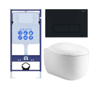 Комплект инсталляции 4 в 1 AQUATEK АЛЬТАИР (рама INS-0000012, кнопка KDI-0000017, унитаз AQ1980-00) cm-017