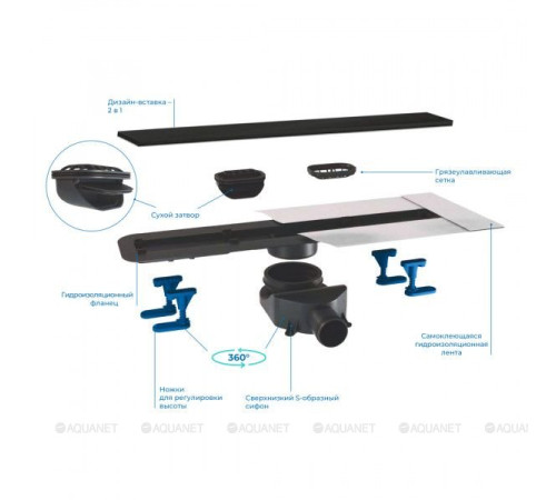 Душевой лоток Bettoserb Frameless 650 мм черный матовый 13701320-NEW