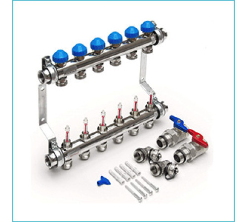 Комплект коллекторов Watts HKVT34 VA 1 на 2 выхода 3/4 EK с расходомерами 10029002