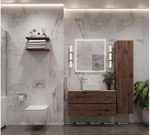 Тумба под раковину Aquanet Алвита New 100 напольная 2 ящика дуб веллингтон табак 00344130