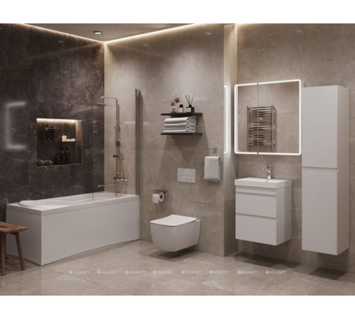 Тумба под раковину подвесная Aquanet Слим 60 2 ящика белый сатин 00346047