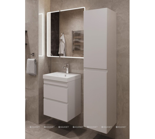Тумба под раковину подвесная Aquanet Слим 60 2 ящика белый сатин 00346047