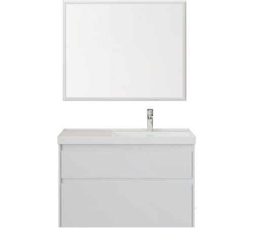 Тумба с раковиной Aquanet Nova Lite 2.0 90 R 2 ящика белый глянец 00365927