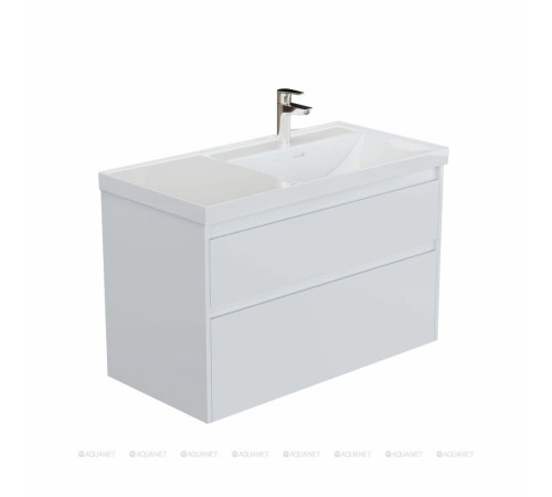 Тумба с раковиной Aquanet Nova Lite 2.0 90 R 2 ящика белый глянец 00365927