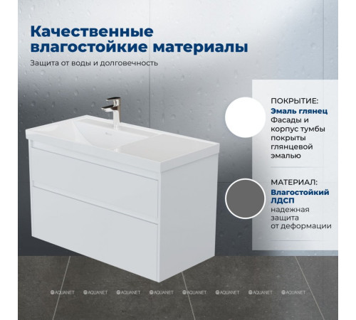 Тумба под раковину Aquanet Nova Lite 2.0 100 L 2 ящика белый глянец 00346313