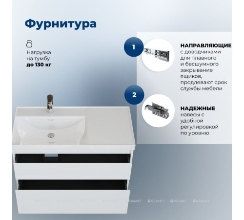 Тумба под раковину Aquanet Nova Lite 2.0 100 L 2 ящика белый глянец 00346313