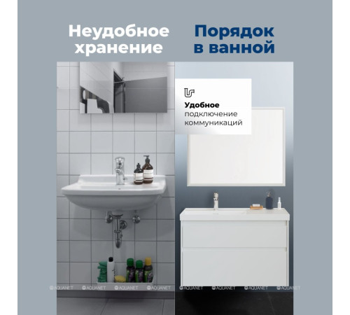 Тумба под раковину Aquanet Nova Lite 2.0 100 L 2 ящика белый глянец 00346313