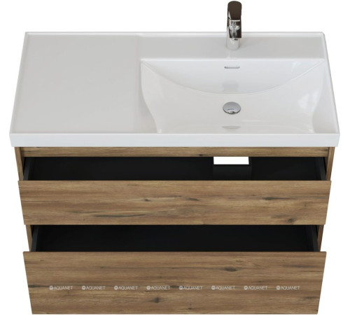 Тумба под раковину Aquanet Nova Lite 2.0 90 R 2 ящика дуб рустикальный 00346317