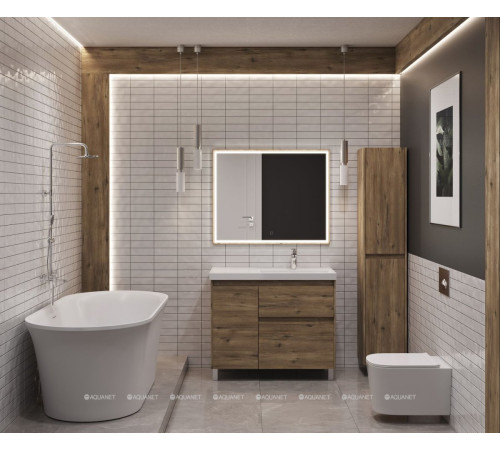 Тумба под раковину Aquanet Nova Lite 2.0 90 R напольная дуб рустикальный 00346345