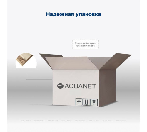 Тумба с раковиной Aquanet Бостон new 100 Flat белый сатин ручки золото 00347849