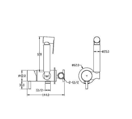 Смеситель гигиенический Boheme Uno белый матовый 467-MW
