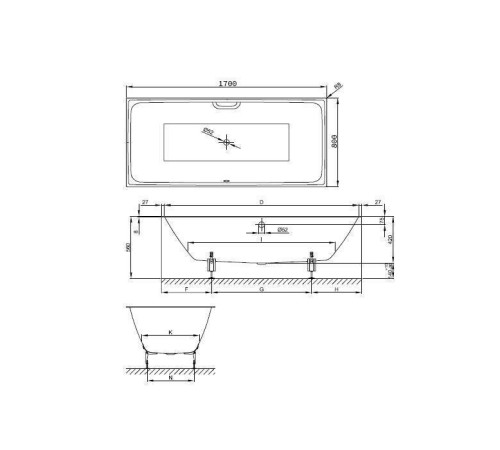 Ванна встраиваемая Bette Loft 170х80х42 см с шумоизоляцией 3171-000