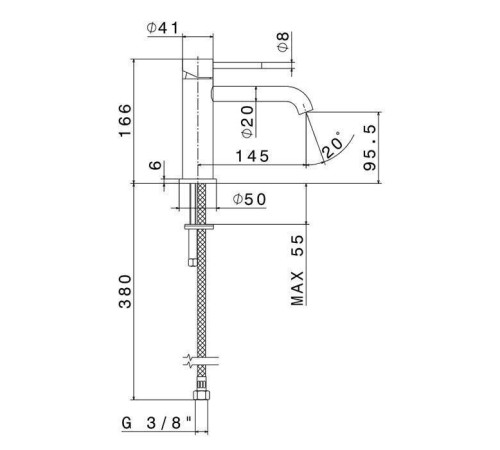 Смеситель для раковины Newform X-STEEL 316 на 1 отверстие излив 14.5 см INOX 69612X.50.050