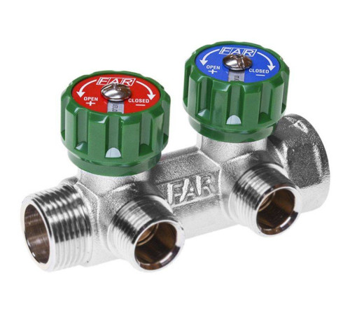 Коллектор проходной FAR 2 выхода 1 x 3/4 HP-BP плоское уплотнение 45 мм FK 3821 134TP