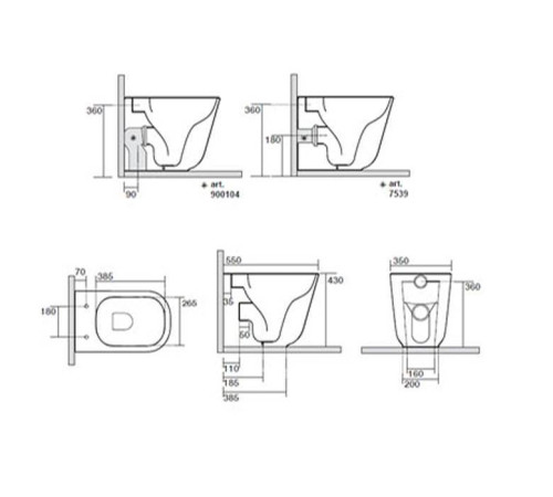 Унитаз напольный пристенный Kerasan Tribeca 55 см безободковый белый матовый 511830