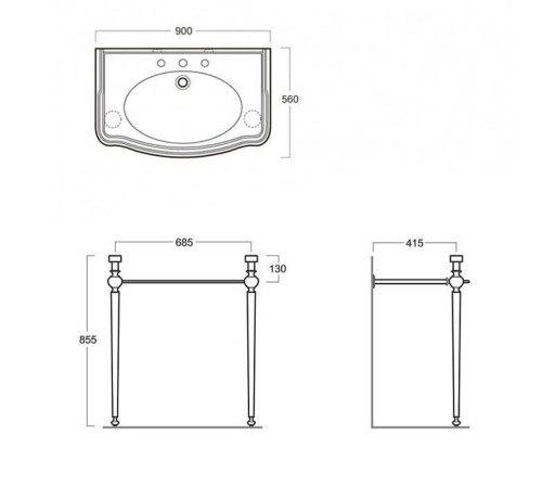 Консоль с раковиной SIMAS Arcade 105х56 см напольная бронза ARCG2