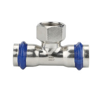 Тройник раструбный Varmega Inox Press с внутренней резьбой 22х1/2х22 мм VM720220422
