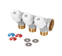 Коллектор латунный никелированный Hoobs 1х3х1/2 EK с вентилями 3 выхода белые маховики HB-6200E7N1004W3A