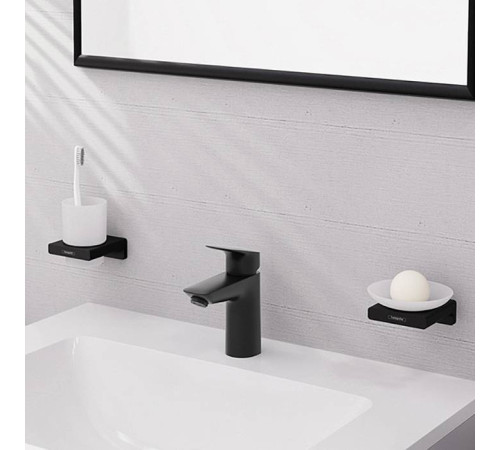 Смеситель для раковины Hansgrohe Logis 100 однорычажный с донным клапаном Push-Open черный матовый 71107670
