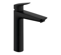 Смеситель для раковины hansgrohe Logis 190 однорычажный со сливным гарнитуром матовый черный 71090670
