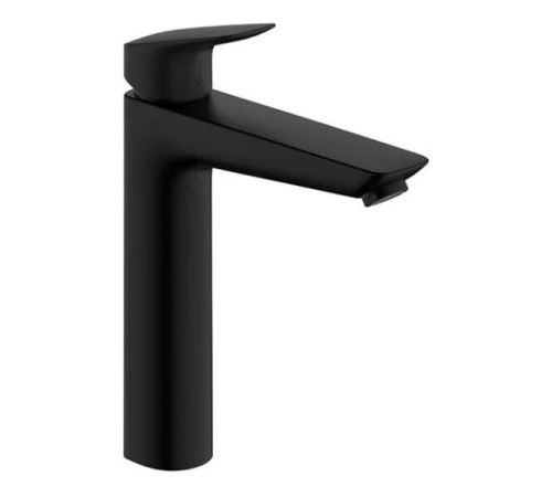 Смеситель для раковины hansgrohe Logis 190 однорычажный со сливным гарнитуром матовый черный 71090670