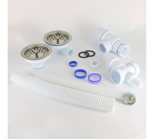 Сифон для двойной мойки Wirquin Элит 1 1/2 x 40 мм чашки 114 мм с отводом и переливом 30986178