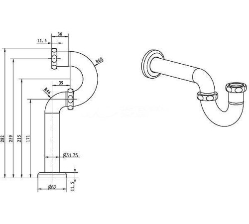 Сифон для раковины Boheme Medici бронза 607