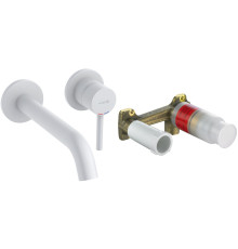 Смеситель для раковины Kludi Bozz 230 мм настенный комплект белый матовый 382455376S