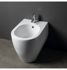 Биде напольное приставное Kerasan Flo 53 см 1 отверстие белое 312601