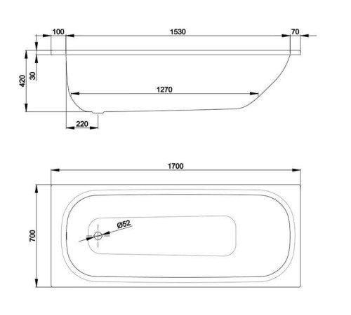 Ванна стальная Bette Form 170х70х42 см антишум Антислип Sense 2945-000 AD AS