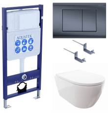 Комплект инсталляции 4 в 1 Aquatek Поларис (рама Standard, унитаз AQ0700-00, сиденье soft-close, панель KDI-0000033) ПОЛАРИС-033