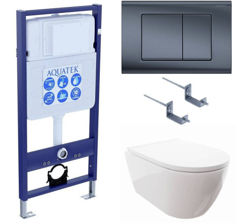 Комплект инсталляции 4 в 1 Aquatek Поларис (рама Standard, унитаз AQ0700-00, сиденье soft-close, панель KDI-0000033) ПОЛАРИС-033