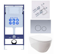 Комплект инсталляции 4 в 1 Aquatek Поларис (рама Standard, унитаз AQ0700-00, сиденье soft-close, панель KDI-0000036) ПОЛАРИС-036