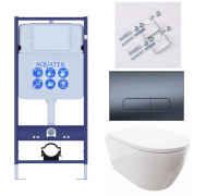Комплект инсталляции 4 в 1 Aquatek Поларис (рама Standard, унитаз AQ0700-00, сиденье soft-close, панель KDI-0000034) ПОЛАРИС-034