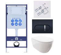 Комплект инсталляции 4 в 1 Aquatek Поларис (рама Standard, унитаз AQ0700-00, сиденье soft-close, панель KDI-0000045) ПОЛАРИС-045