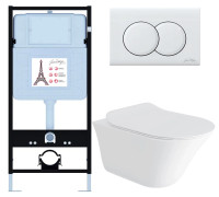 Комплект унитаз с инсталляцией Jacob Delafon Vive сиденье микролифт панель белый глянец E28079RU-0