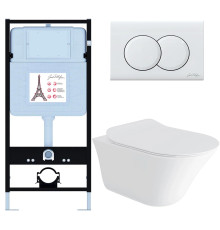 Комплект унитаз с инсталляцией Jacob Delafon Vive сиденье микролифт панель белый глянец E28079RU-0